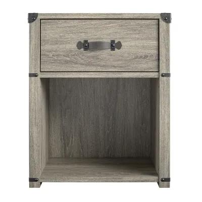 Nova 1 Drawer Storage Nightstand with Leather Drawer Pull