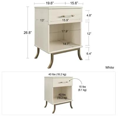 Monarch Hill Clementine White Nightstand with 1 Drawer