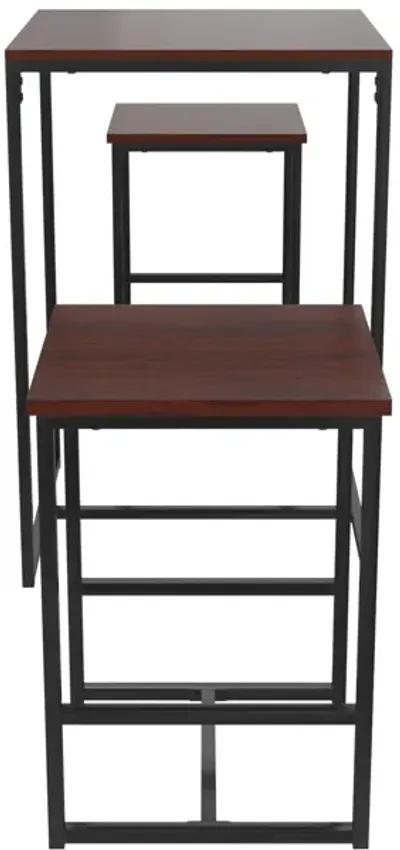 Bungalow 3-Piece Pub Set with Wood Tabletop and Metal Frame