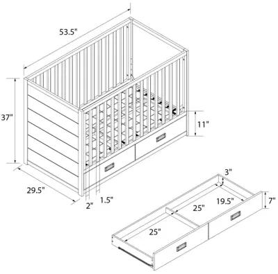 Haven 3 in 1 Convertible Wood Storage Crib