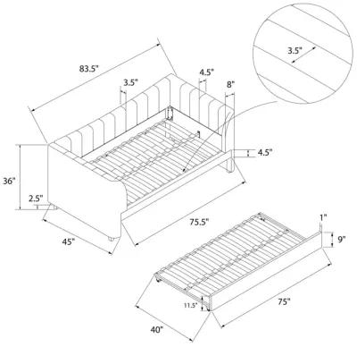 Valentina Upholstered Daybed with Trundle and Vertical Stitching