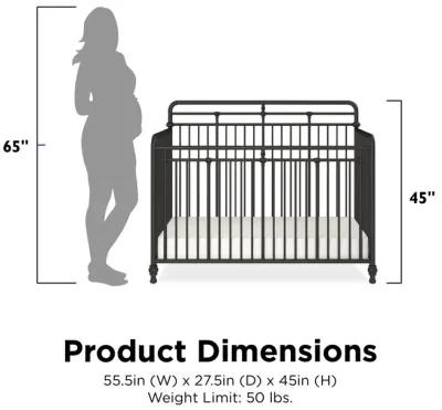 Monarch Hill Hawken 3 in 1 Convertible Metal Crib Adjusts to 3 Heights