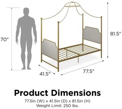 Monarch Hill Clementine Canopy Bed with Linen Headboard and Footboard