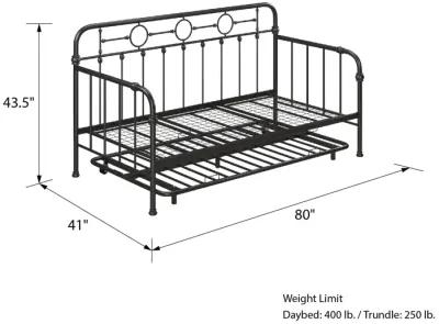 Willow Vintage Industrial Metal Daybed and Trundle Set