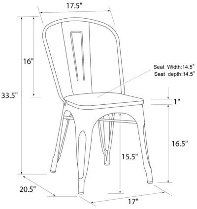 Fusion Metal Dining Chair with Wood Seat, Set of 2