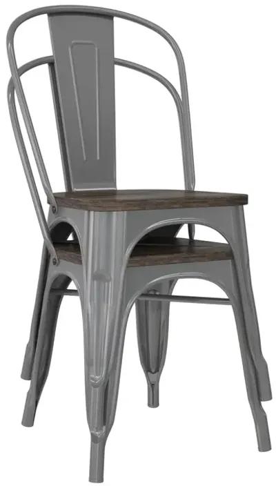 Fusion Metal Dining Chair with Wood Seat, Set of 2