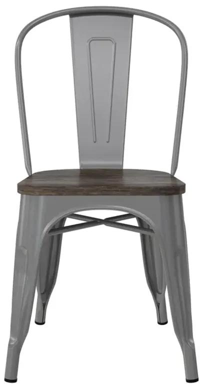 Fusion Metal Dining Chair with Wood Seat, Set of 2