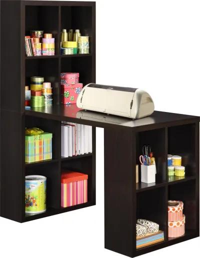 London Hobby Bookcase and Crafting Desk with Cubbies