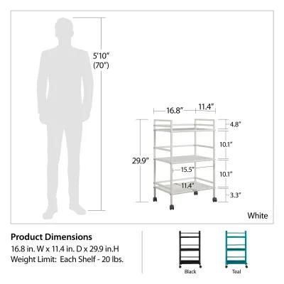 Marshall 3 Shelf Metal Rolling Utility Cart