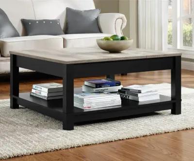 Carver Coffee Table with Bottom Magazine Storage Shelf