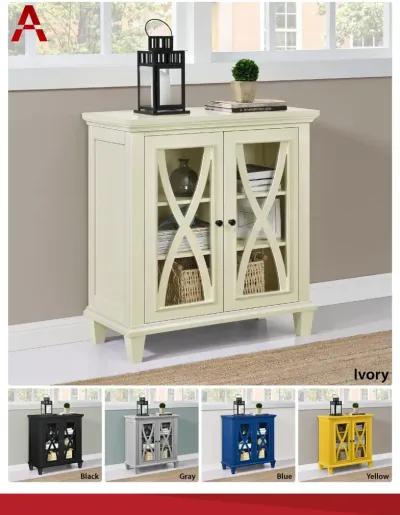 Ellington Glass Double Door Accent Cabinet with Shelves