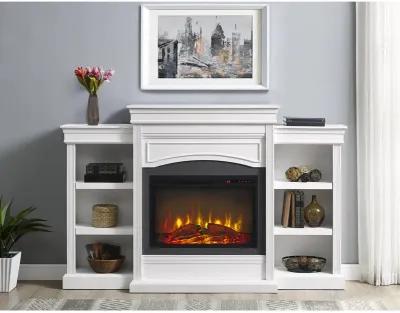 Lamont Mantel Fireplace with Side Shelves and 26 Inch Fireplace Insert