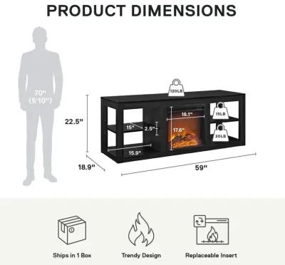 Parsons Electric Fireplace TV Stand for TVs up to 65 Inches