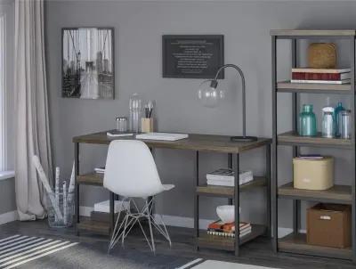 Ashlar Desk with Open Storage Shelves and Metal Legs