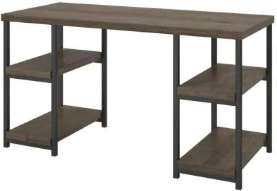 Ashlar Desk with Open Storage Shelves and Metal Legs