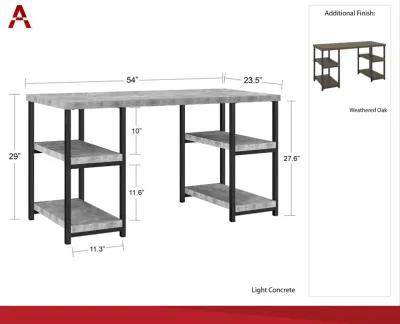 Ashlar Desk with Open Storage Shelves and Metal Legs