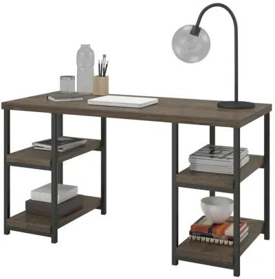 Ashlar Desk with Open Storage Shelves and Metal Legs