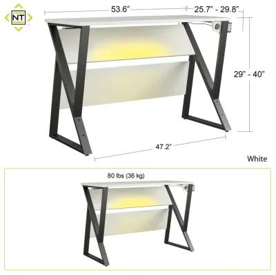 Genesis Height Adjustable Gaming Desk with LED Lights