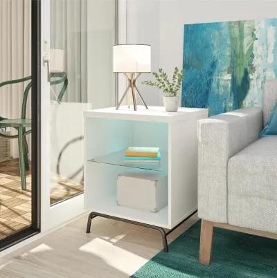 Melbourne End Table with LED Lighting and Glass Shelf