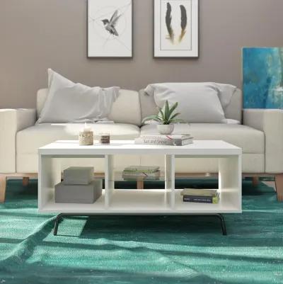 Melbourne Coffee Table with Glass Shelf and 2 Open Compartments