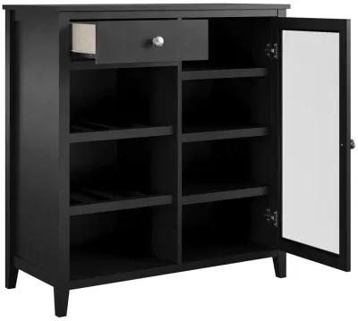 Tuxedo Bar Cabinet with Glass Door 1 Drawer and 7 Shelves