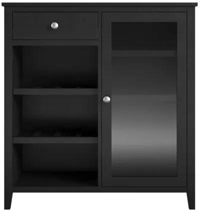 Tuxedo Bar Cabinet with Glass Door 1 Drawer and 7 Shelves