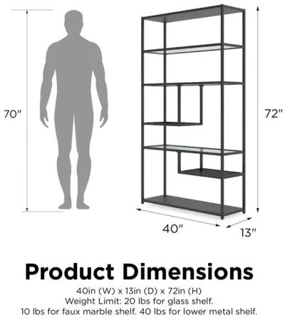 Moriah Bookcase Étagère with Modern Geometric Design