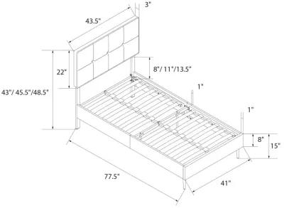 Tyler Linen Upholstered Bed with Square Tufted Headboard and Wooden Frame