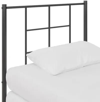 Praxis Geometric Accented Metal Headboard with Classic Matte Finish