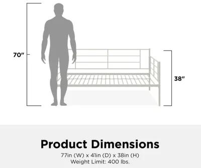 Praxis Metal Daybed with Steel Frame and Slats