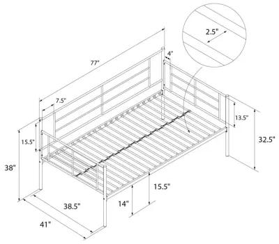 Praxis Metal Daybed with Steel Frame and Slats