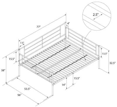 Praxis Metal Daybed with Steel Frame and Slats