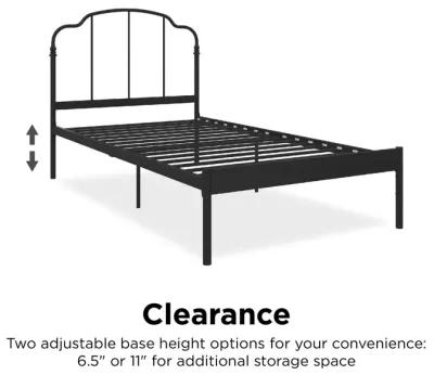 Camie Metal Bed with Adjustable Height Base and Vintage Headboard