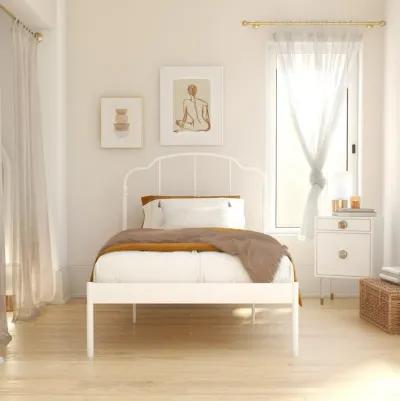 Camie Metal Bed with Adjustable Height Base and Vintage Headboard