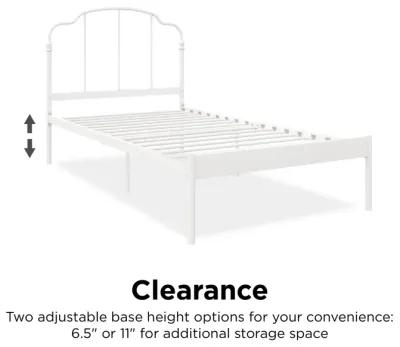 Camie Metal Bed with Adjustable Height Base and Vintage Headboard