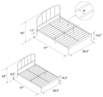 Camie Metal Bed with Adjustable Height Base and Vintage Headboard