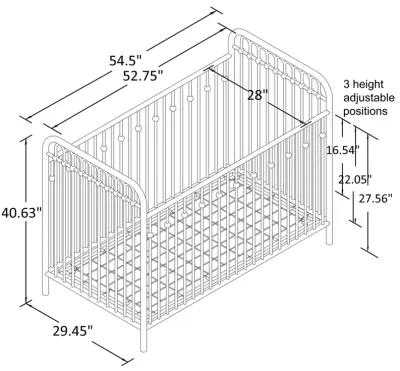 Monarch Hill Ivy Metal Crib Adjusts to 3 Different Heights