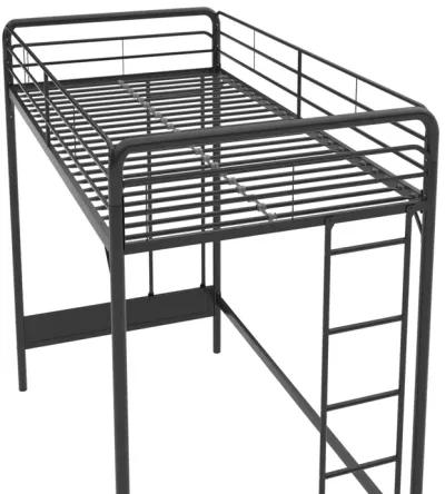 Colten Raised Loft Bed with Metal Frame and Bottom Nook