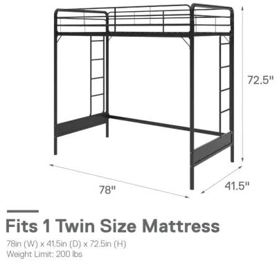 Colten Raised Loft Bed with Metal Frame and Bottom Nook