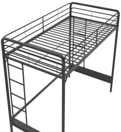 Colten Raised Loft Bed with Metal Frame and Bottom Nook