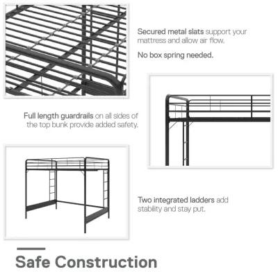 Colten Raised Loft Bed with Metal Frame and Bottom Nook