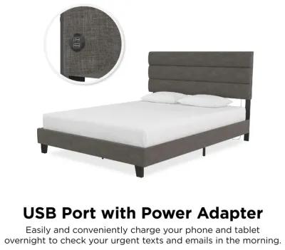 Paloma Upholstered Bed with Tufted Headboard and USB Port