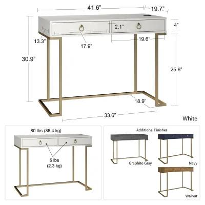 Olten Computer Desk with 2 Drawers and Wireless Charging Spot