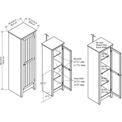 Milford 60 Inch Single Door Storage Pantry Cabinet with 4 Shelves