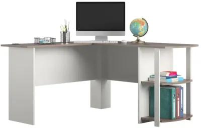 Dakota Computer L Desk with Side Bookshelf and Large Worksurface