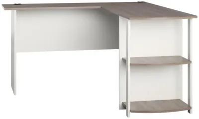 Dakota Computer L Desk with Side Bookshelf and Large Worksurface