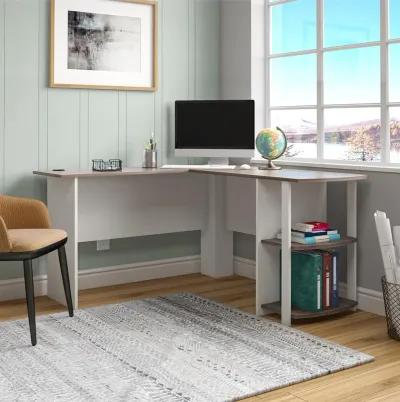 Dakota Computer L Desk with Side Bookshelf and Large Worksurface