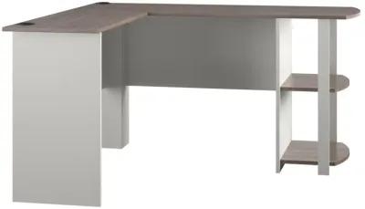 Dakota Computer L Desk with Side Bookshelf and Large Worksurface