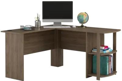 Dakota Computer L Desk with Side Bookshelf and Large Worksurface