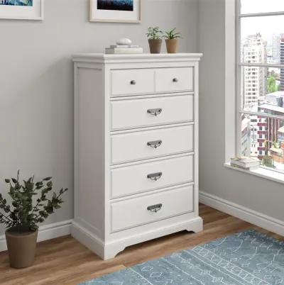 Bristol Traditional 5 Drawer Dresser with Elegant Moldings and Pewter Pulls